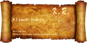 Klimek Robin névjegykártya